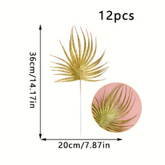 12pcs 35.99cm Glitter Christmas Leaves for Decoration
