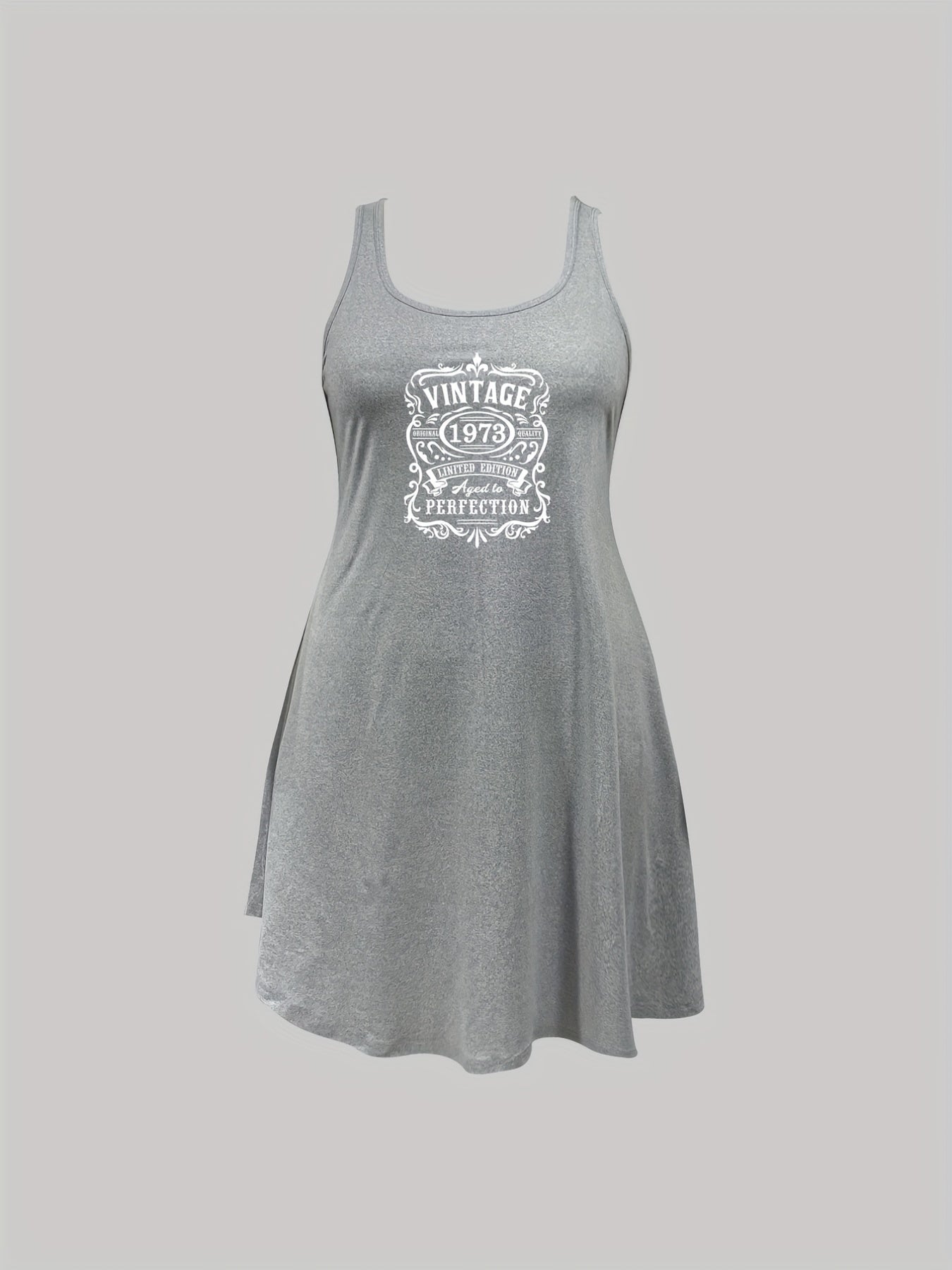 Casual Nightdress Women's Plus Letter Graphic Print Tank Dress