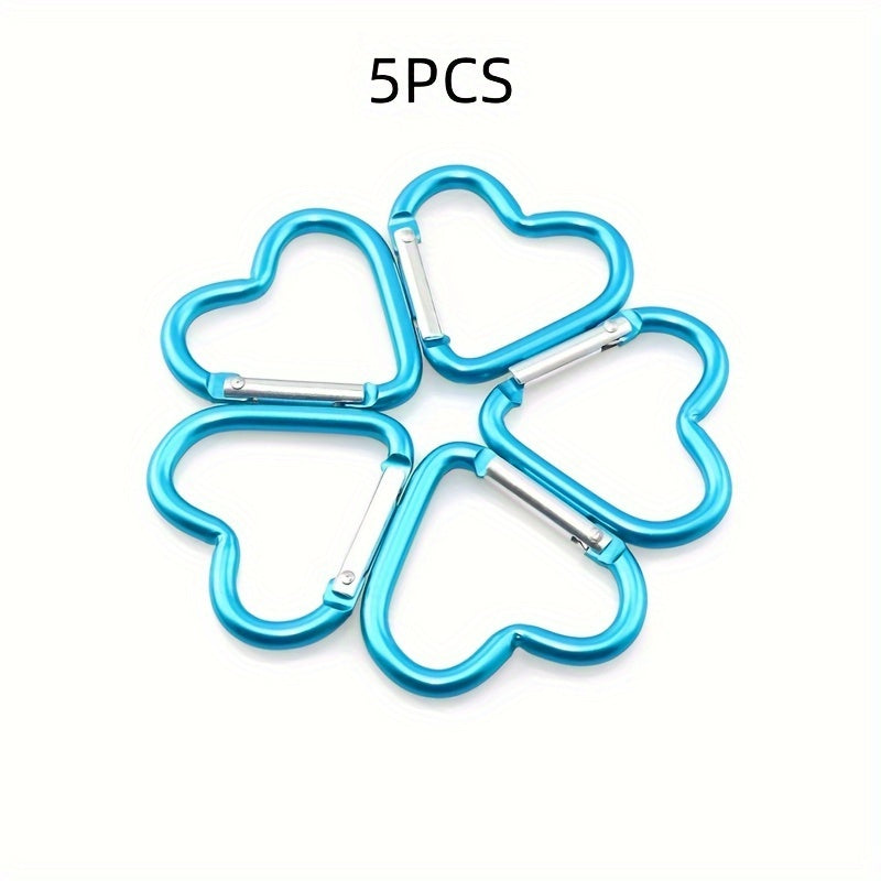 5pcs Heart-shaped Carabiners for Outdoor Climbing and Daily Wear