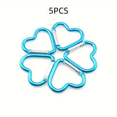 5pcs Heart-shaped Carabiners for Outdoor Climbing and Daily Wear