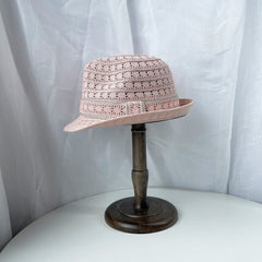 Hollow Out Fedora Cap Solid Rolled Short Brim Jazz Hat Mesh Breathable Sun Hats