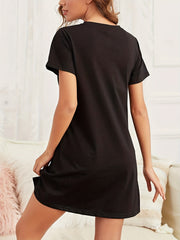 Bee Print Lounge Dress Short Sleeve Home Dress Women's Loungewear