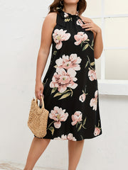 Floral Print Halter Neck Knot Cami Dress