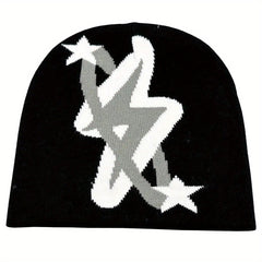 Y2K Beanie Cap Knitted Gothic Lightning Skull Hat Hip Hop Warm Ski Hat