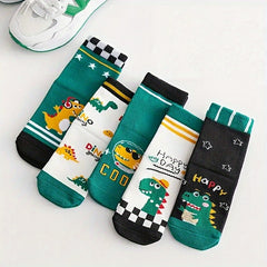 5 Pairs Kids Cartoon Socks, Breathable Comfy Socks for Boys and Girls