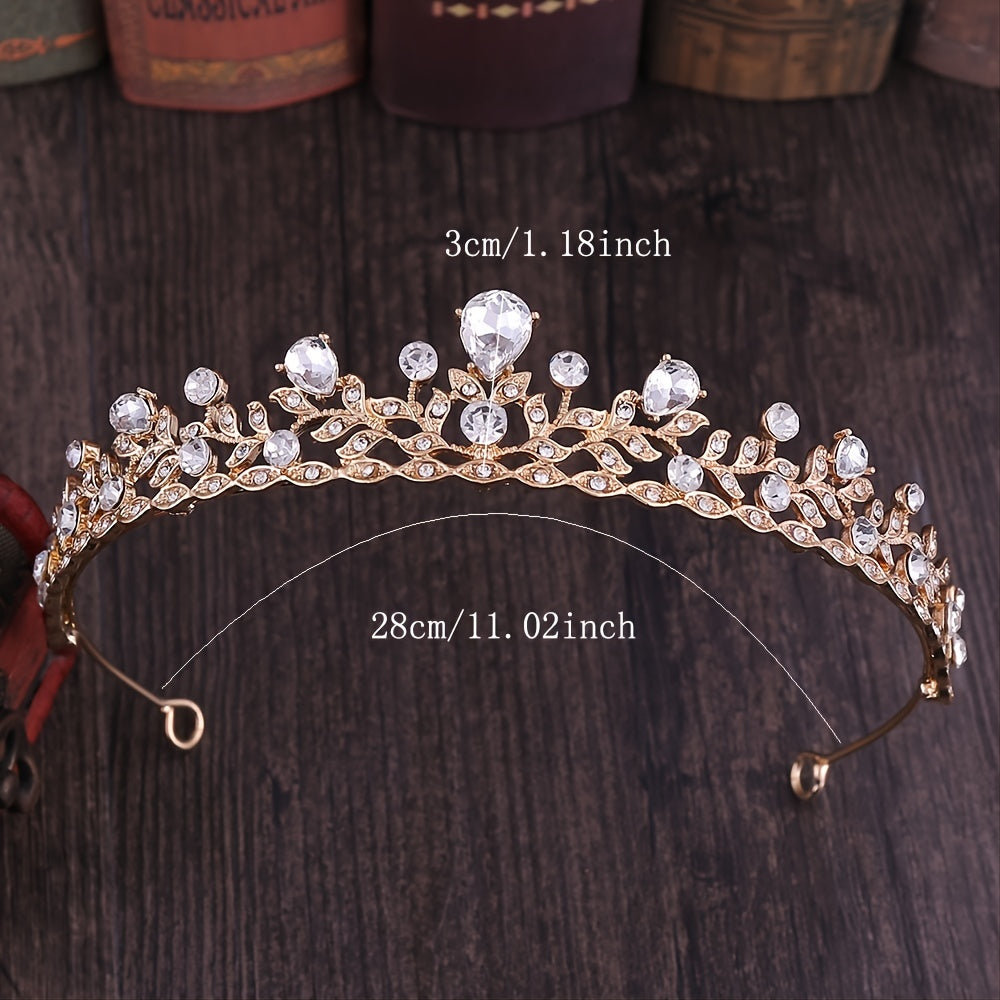 Baroque Crown & Tiara Golden Crystal Bride Wedding Queen Crowns Princess Tiaras