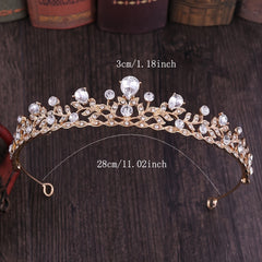 Baroque Crown & Tiara Golden Crystal Bride Wedding Queen Crowns Princess Tiaras