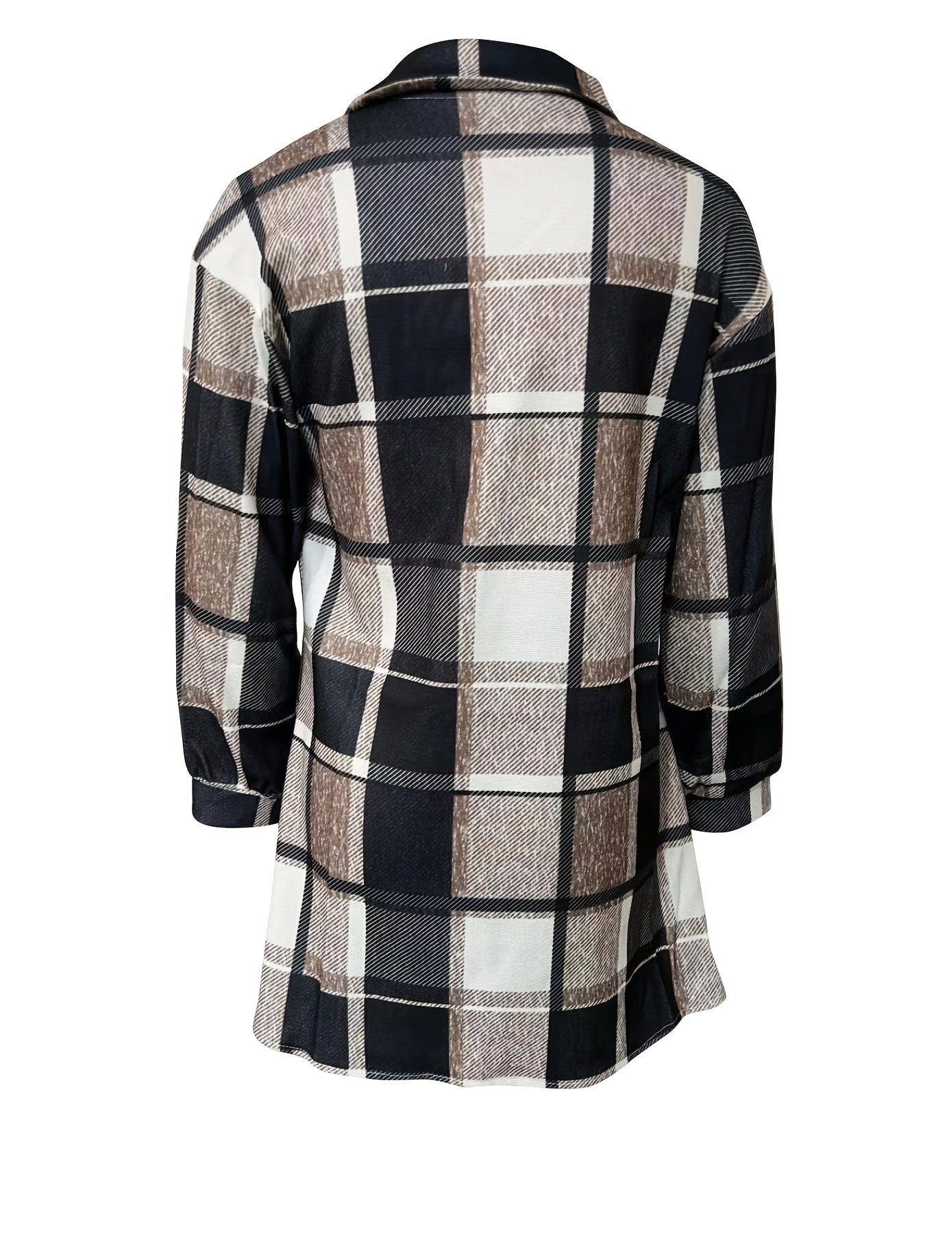 Preppy Plaid Shirt Jacket Button Up Casual Shacket For Spring & Fall Women's