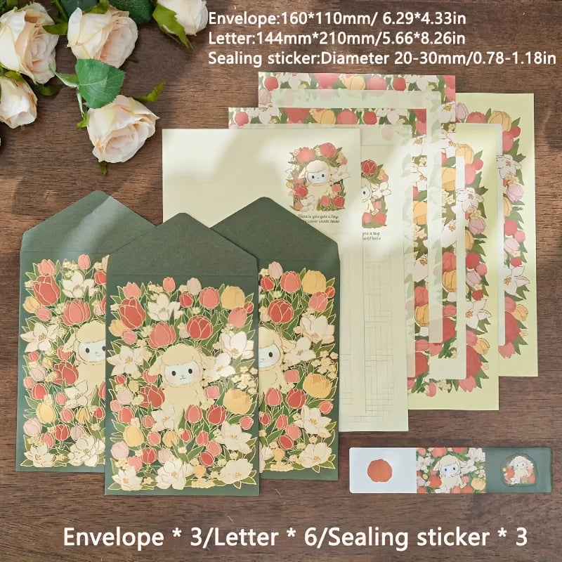 12pcs Flower Theme Envelope Set for Weddings Father's Mother's Thanksgiving