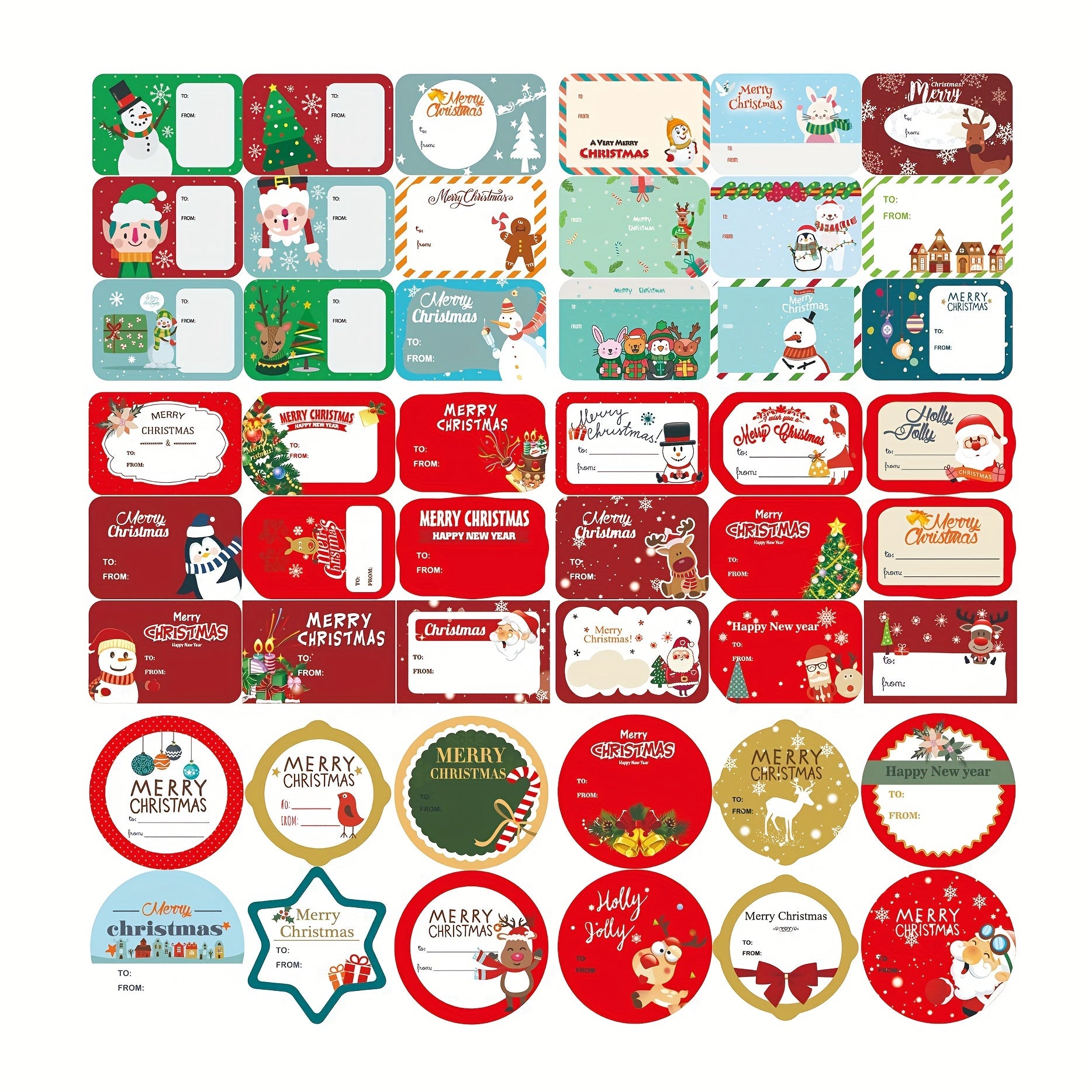 72pcs Christmas Stickers DIY Santa Snowman Puzzle Hand Ledger Cartoo