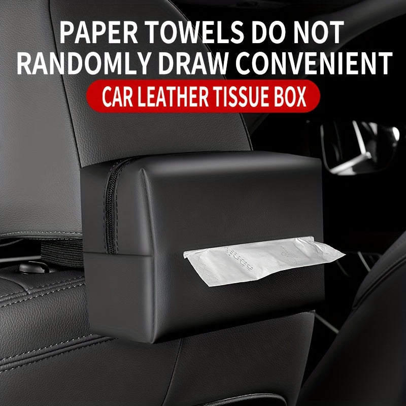 Car Armrest Box Tissue Holder Sun Visor Back Seat PU Leather Mask Holder