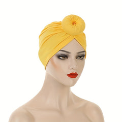 Yellow Donut Knot Turban Cap Head Wrap Headscarf Ramadan Hijab