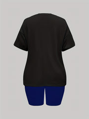 2 Piece Set Graphic Print Short Sleeve Top & Shorts