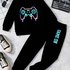 2pcs Boy Reflective Sports Sweatsuit Set