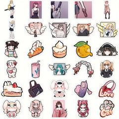 60pcs Cartoon Flower Girl Graffiti Stickers Waterproof DIY Sticker Pack