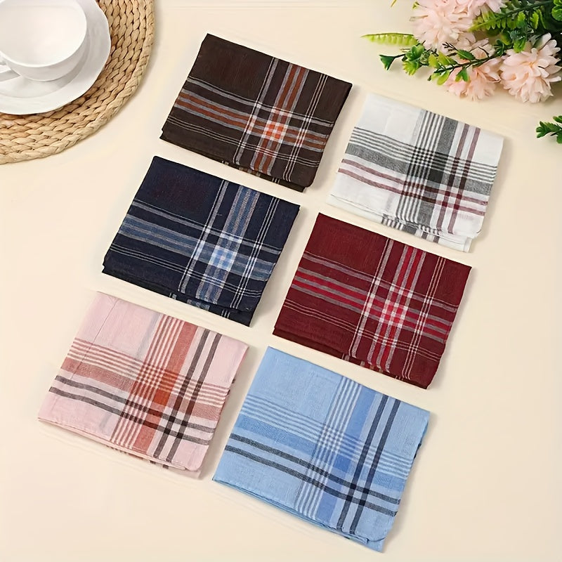 Men's Handkerchiefs Retro Stripes & Checks Lightweight Easy Care 3pcs 6pcs