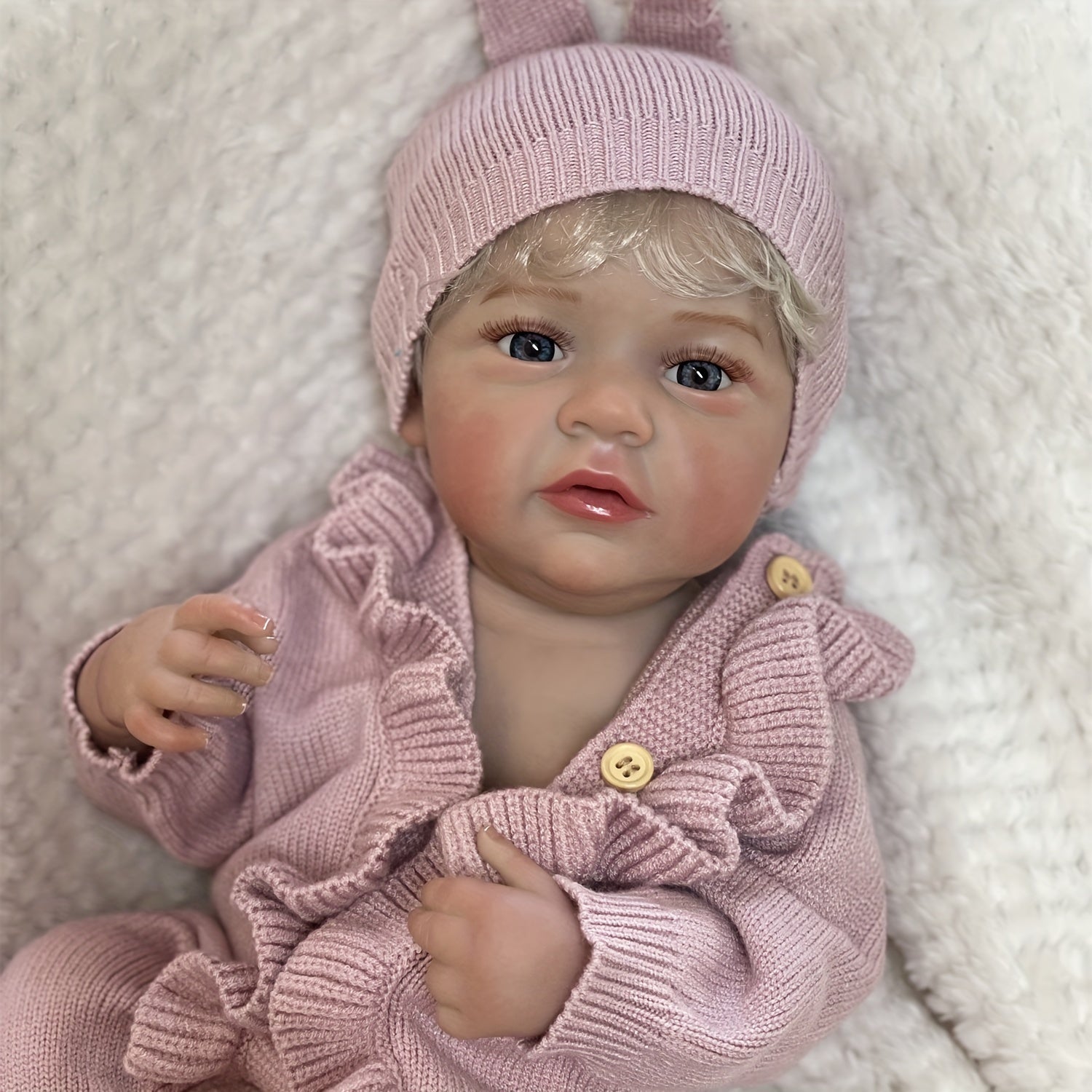 45 72 50 Pink Vinyl Youngsters Individual Doll with Rooted Hair & 3D Pa