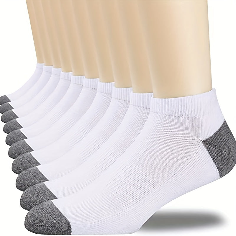 Men's Breathable Block Ankle Socks - 5 Pairs