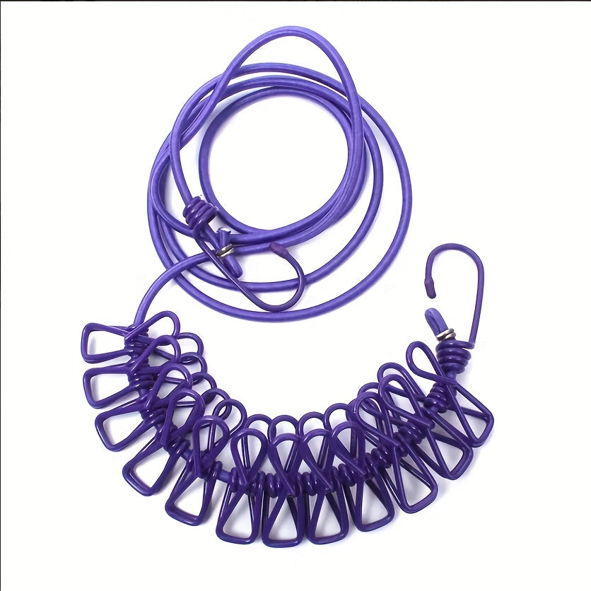 Adjustable Elastic Telescopic Clothesline with 13 Clips