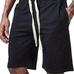 Cotton Drawstring Cargo Shorts Men's Casual Solid Cargo Shorts