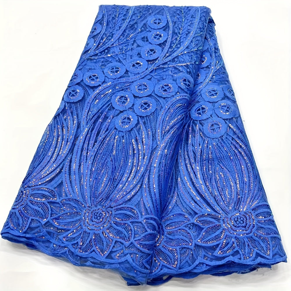 African Silk Lace Glitter French Embroidery Tulle for Wedding