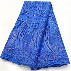African Silk Lace Glitter French Embroidery Tulle for Wedding