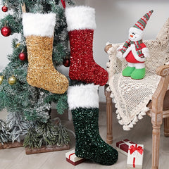Glitter Plush Christmas Stockings Children's Gift Bag