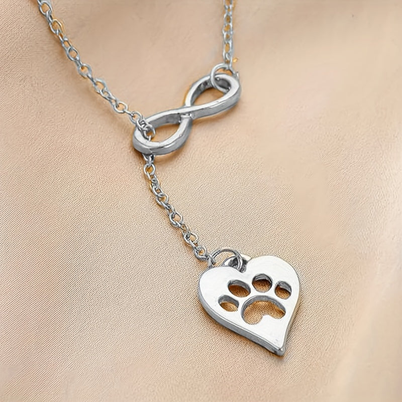 Heart Shaped Dog Claw Pendant Necklace for Girls
