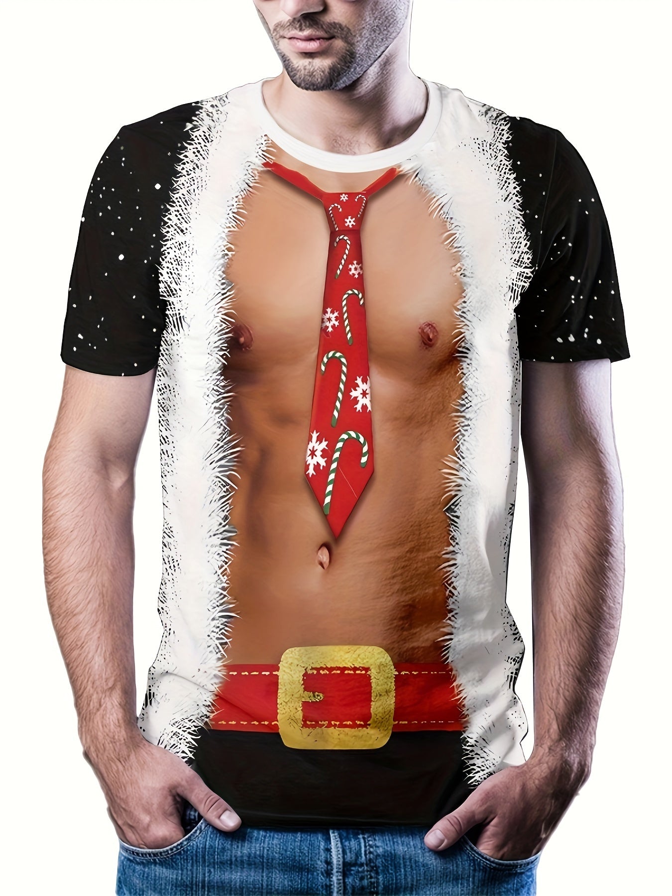 Men's Muscle Pattern 3D Print Casual Street Style T-shirt