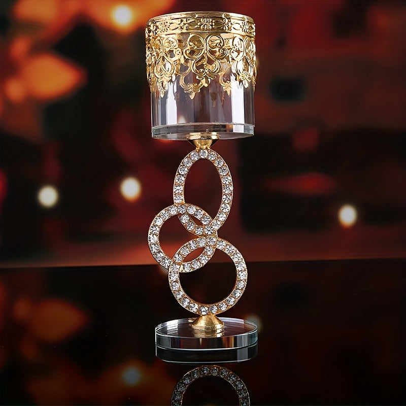 Modern Glass Crystal Candlestick Metal Holder