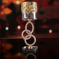 Modern Glass Crystal Candlestick Metal Holder