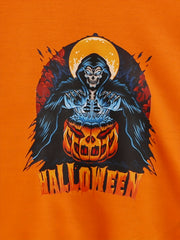 2pcs Halloween Letter Witch Boys Pullover Sweatshirt