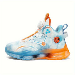 Boy's Rotating Buckle Basketball Shoes, Breathable and Non Slip