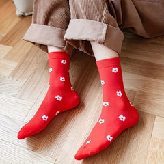5 Pairs Polka Dot & Plaid Socks Comfy & Breathable Christmas Stockings