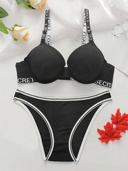 Letter Print Bra & Panties Lingerie Set