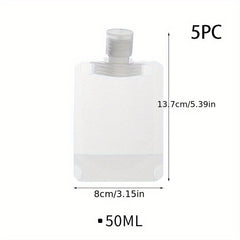 5pcs Makeup Packing Bags Travel Size Refillable Squeeze Pouch