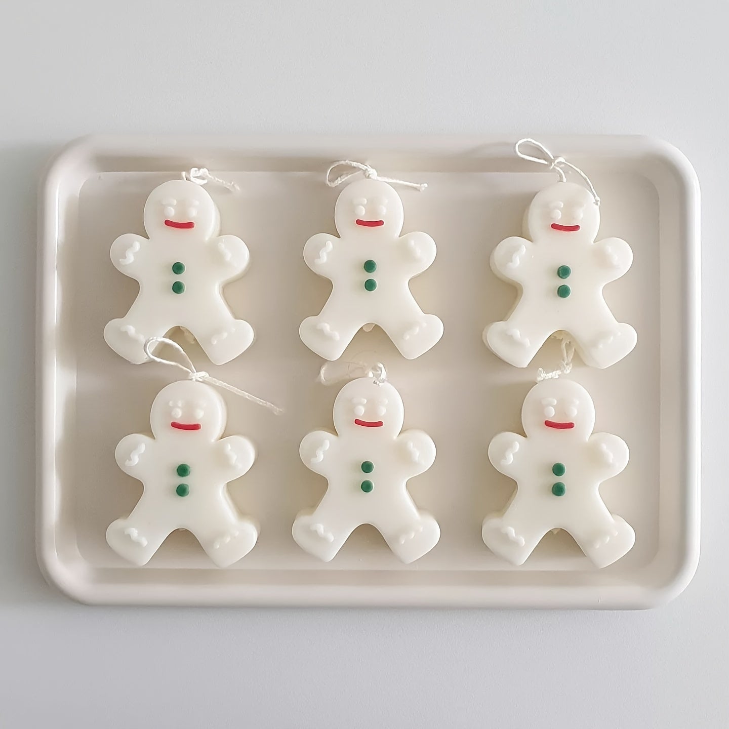 6pcs DIY Snowman Face Candle Silicone Molds Gingerbread Man Candle Aroma Soap