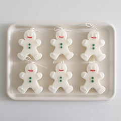 6pcs DIY Snowman Face Candle Silicone Molds Gingerbread Man Candle Aroma Soap