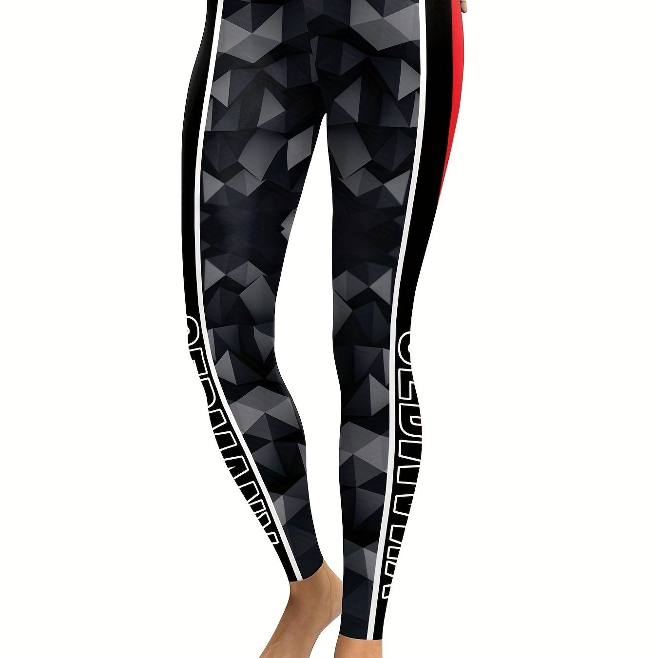 Geometric Letter Seamless Butt Lifting Leggings High Waist