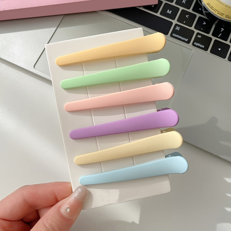 6pcs Duck Bill Clip Macaroon Makeup Clip Hair Clip For Thick And Thin Hair