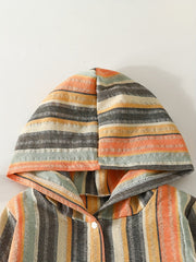 Stylish Striped Hooded Creeper Outwear For Boys And Girls