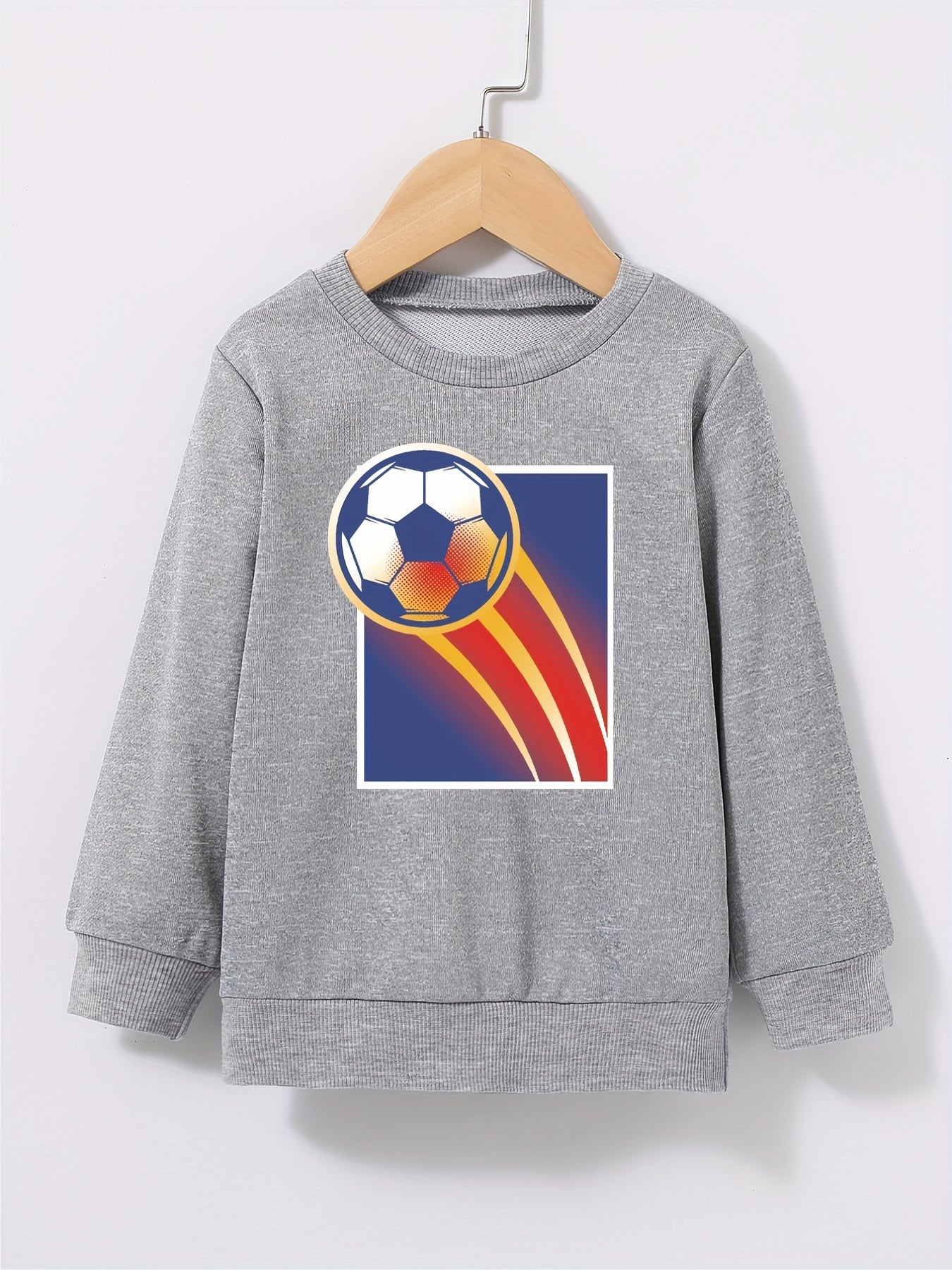 Boys Football Print Sweatshirt - Long Sleeve Crew Neck Top
