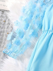 Flower Appliques Mesh Long Sleeve Jumpsuit for Party