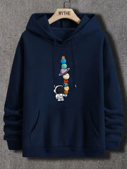 Planets Print Hoodie Men's Casual Graphic Pullover Hoodie