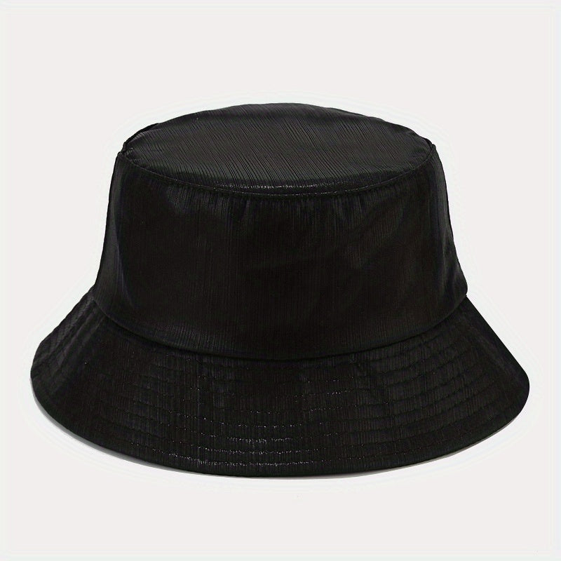 Hip Hop Laser Bucket Hat PU Leather Waterproof Basin Hat