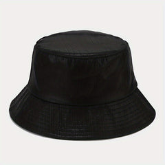 Hip Hop Laser Bucket Hat PU Leather Waterproof Basin Hat