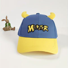 Kids Sunshade Baseball Cap with Letter Embroidery, Halloween
