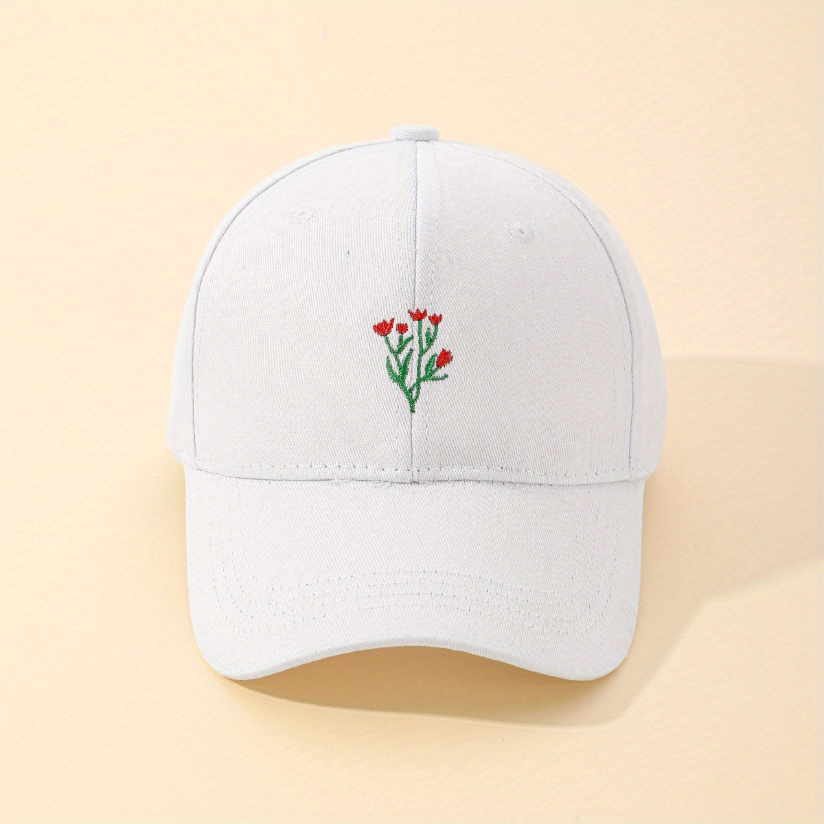 Flower Embroidery Baseball Cap Sun Hat for Women