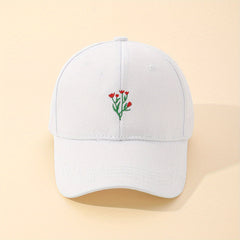 Flower Embroidery Baseball Cap Sun Hat for Women