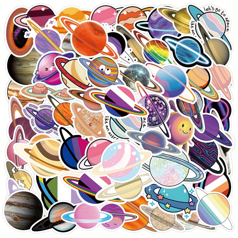 50pcs Fun & Colorful Planet Universe Waterproof Stickers for Kids